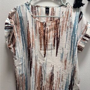 Women's Cream Striped Brushstroke Top